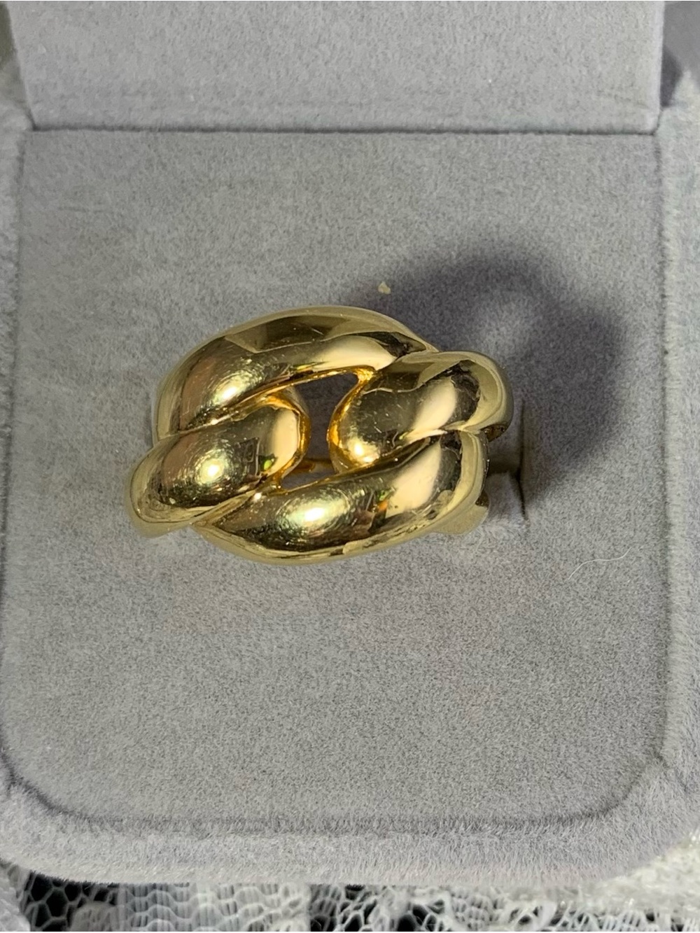 Vintage ROMANZA ITALY GOLD PLATED CURB LINK CHAIN RING SIZE 7.5